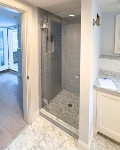 Three custom shower enclosures installed in one home, Chatham Cape Cod MA