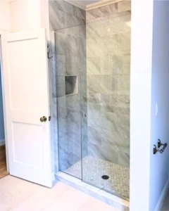 Three custom shower enclosures installed in one home, Chatham Cape Cod MA