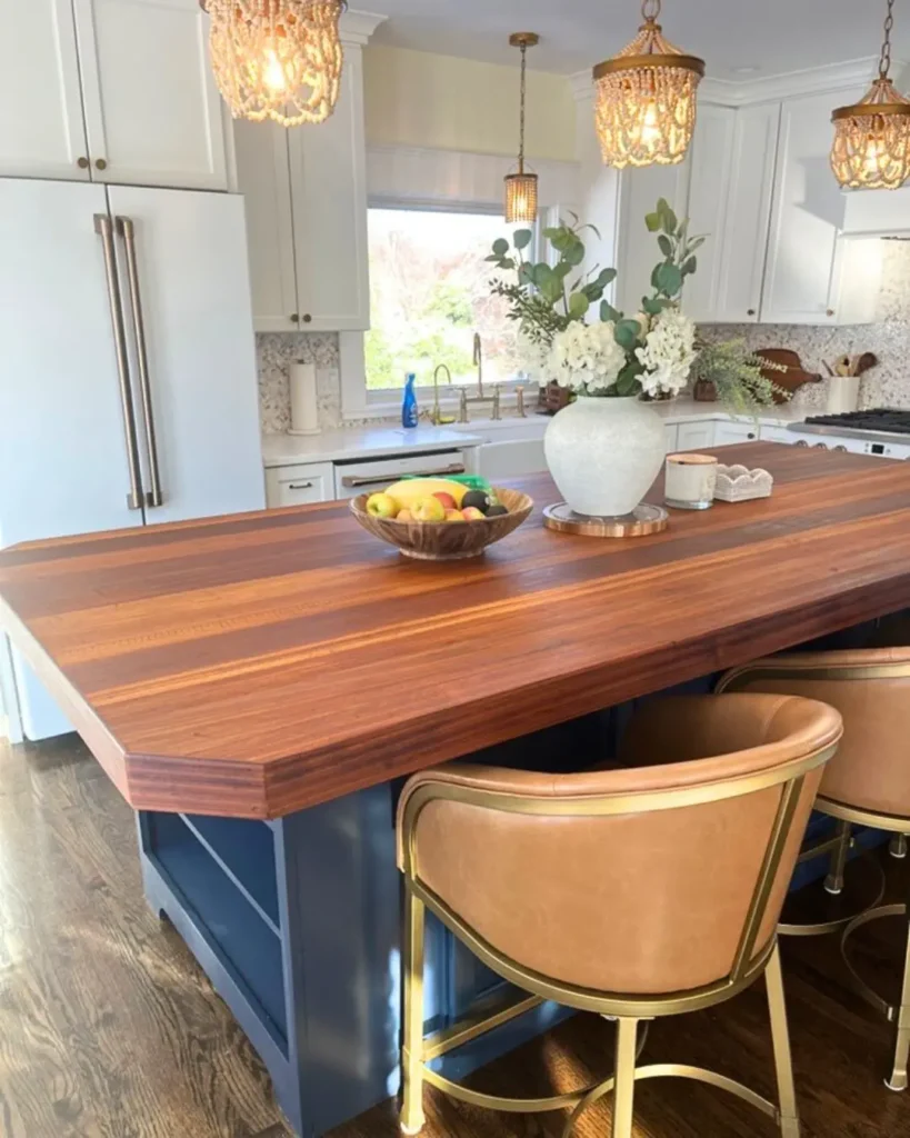 Custom-cut glass tabletop safeguard for kitchen island in Plymouth MA